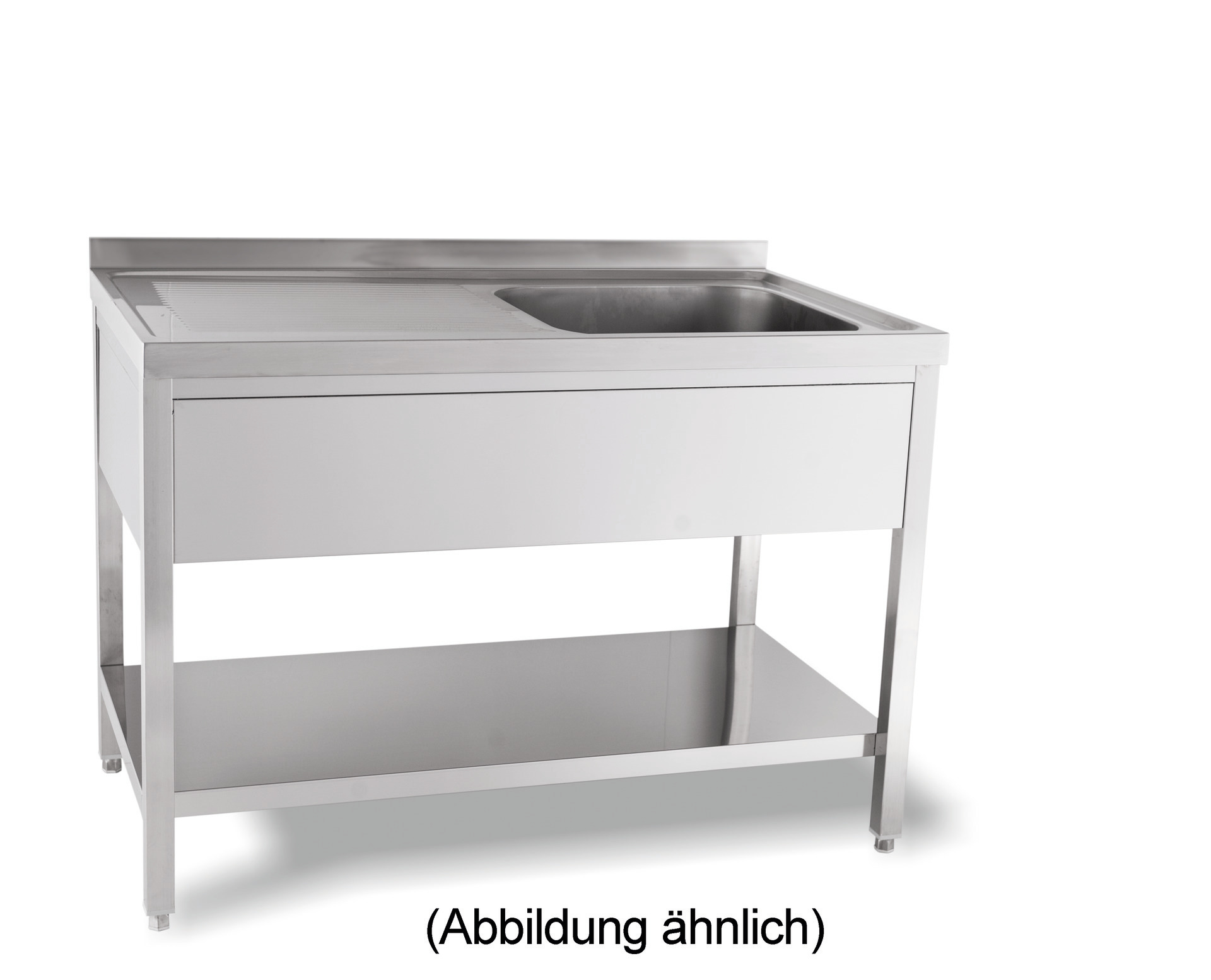 Spültisch 50 mm Aufkantung Ablageboden 1 Becken links 1400x850x700 mm