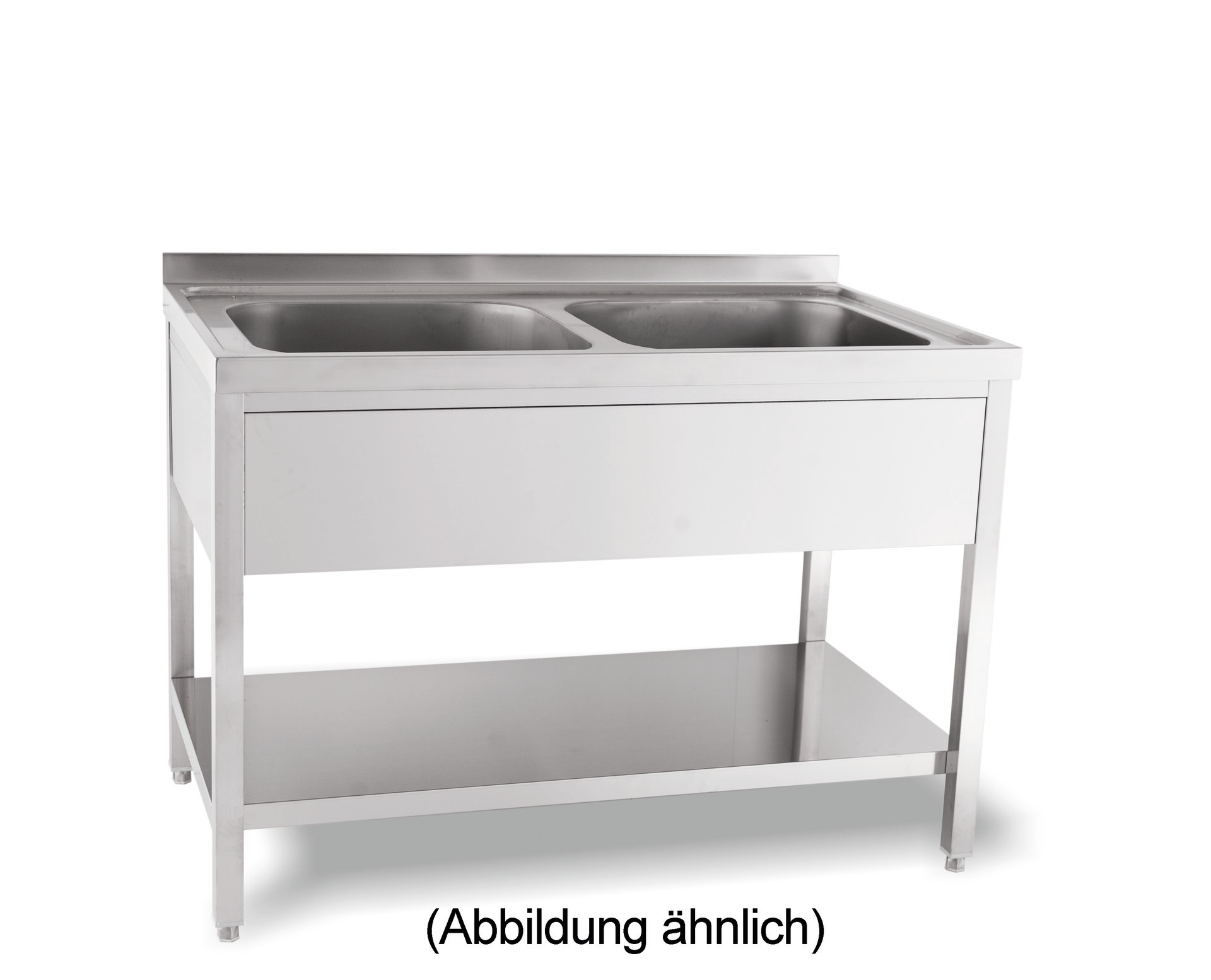 Spültisch 50 mm Aufkantung Ablageboden 2 Becken 1200x850x700 mm